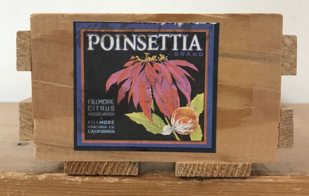 Vtg Napa Valley Box Company Poinsettia Fillmore Citrus California Wood Box Crate